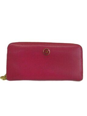 Loewe Wallet Leather Zip Around Anagram Logo Plate Pink